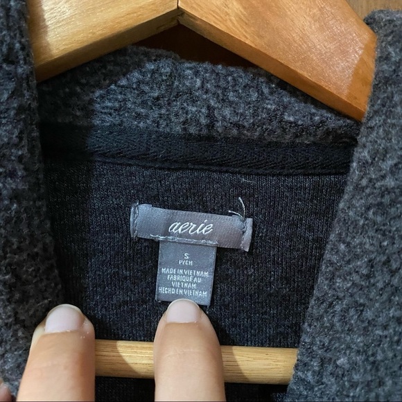 Aerie: Thin Sherpa Fleece Loungewear Pullover Sweatshirt Hoodie Gray Small - Picture 5 of 7